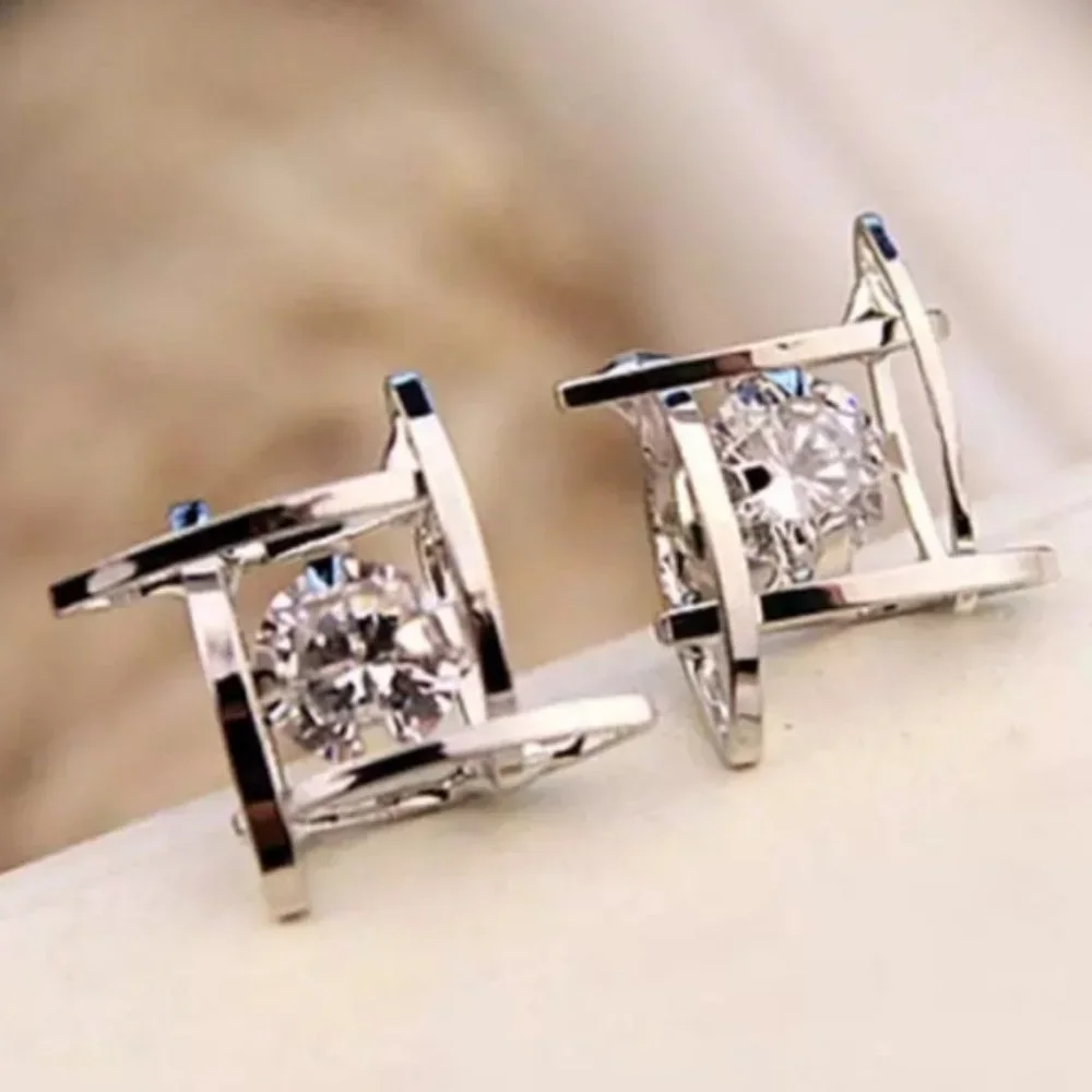 COPY - *NEW Round Solitaire Caged Diamond Stud Earrings
